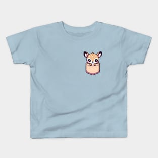 Kawaii Baby Deer in Pocket Cute Peeking Deer Kids T-Shirt